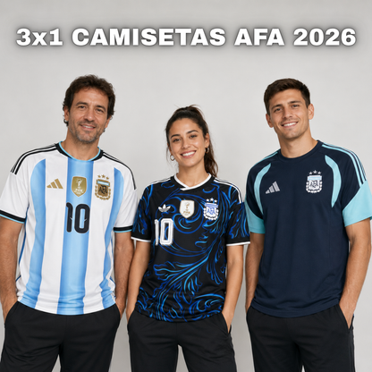 3x1 CAMISETAS SELECCIÓN ARGENTINA 2026 - TITULAR, SUPLENTE Y ENTRENAMIENTO DE REGALO